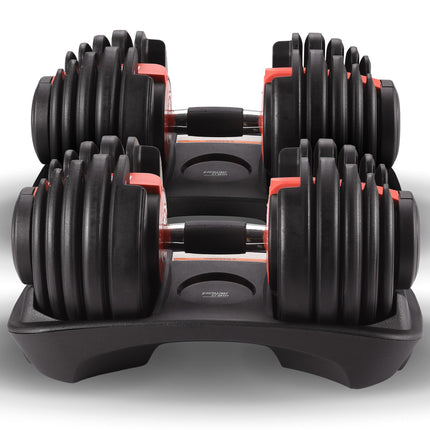 Powertrain 48kg Adjustable Dumbbells 15-in-1 Home Gym Weights – Red.