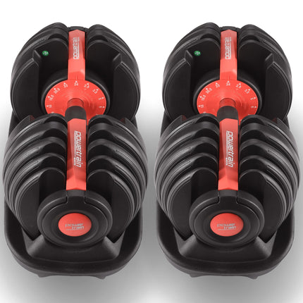 Powertrain 48kg Adjustable Dumbbells 15-in-1 Home Gym Weights – Red.
