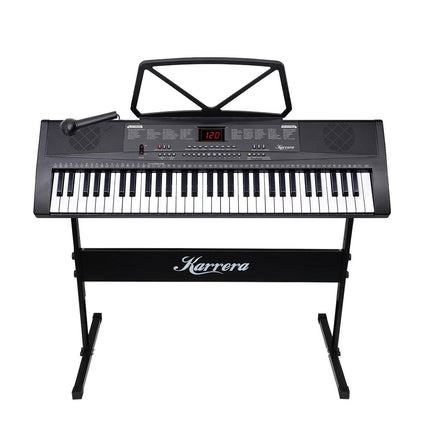 Karrera 61-Key Electronic Piano Keyboard 75cm with Stand - Black.