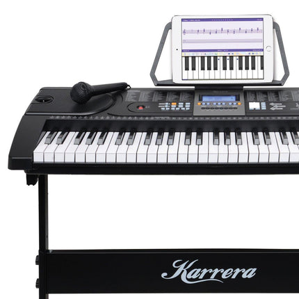 Karrera 61 Keys Electronic Keyboard Piano with Stand - Black.