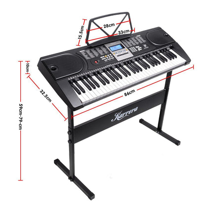 Karrera 61 Keys Electronic Keyboard Piano with Stand - Black.