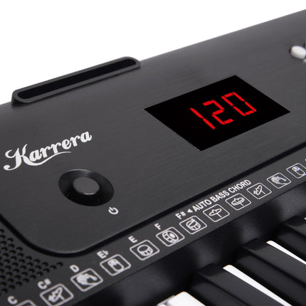 Karrera 61-Key Electronic Piano Keyboard with LED and Folding Stand in Black CHJ-SD1.