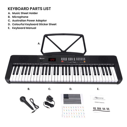 Karrera 61-Key Electronic Piano Keyboard with LED and Folding Stand in Black CHJ-SD1.