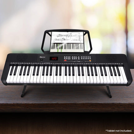 Karrera 61-Key Electronic Piano Keyboard with LED and Folding Stand in Black CHJ-SD1.