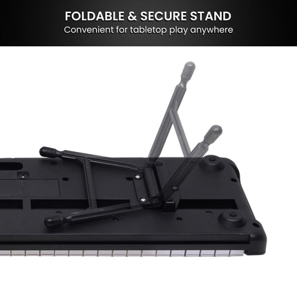 Karrera 61-Key Electronic Piano Keyboard with LED and Folding Stand in Black CHJ-SD1.