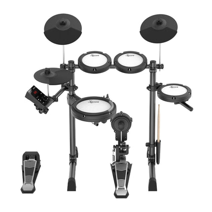 Karrera 18S Electronic Drum Kit Mesh Pads 8in Snare Bluetooth Sounds USB/MIDI Output Kick Pedals Drum Coach & Metronome.