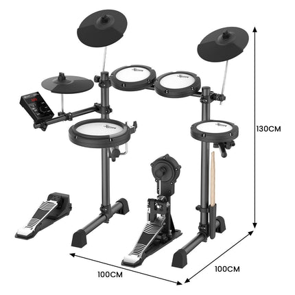 Karrera 18S Electronic Drum Kit Mesh Pads 8in Snare Bluetooth Sounds USB/MIDI Output Kick Pedals Drum Coach & Metronome.