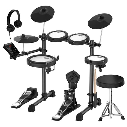 Karrera 18S Electronic Drum Kit Mesh Pads 8in Snare Bluetooth Sounds USB/MIDI Output Kick Pedals Drum Coach & Metronome.
