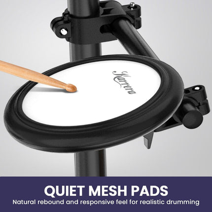 Karrera 18S Electronic Drum Kit Mesh Pads 8in Snare Bluetooth Sounds USB/MIDI Output Kick Pedals Drum Coach & Metronome.