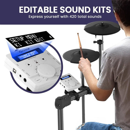 Karrera X23 Electronic Drum Kit with Sound Module, 3 Toms, Snare Quiet Mesh Drum Heads, Cymbals & Pedal.