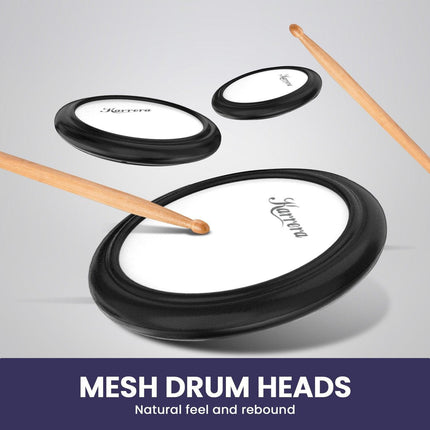 Karrera X23 Electronic Drum Kit with Sound Module, 3 Toms, Snare Quiet Mesh Drum Heads, Cymbals & Pedal.