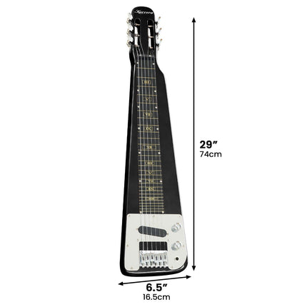 Karrera 29in 6-String Lap Steel Hawaiian Guitar - Black.
