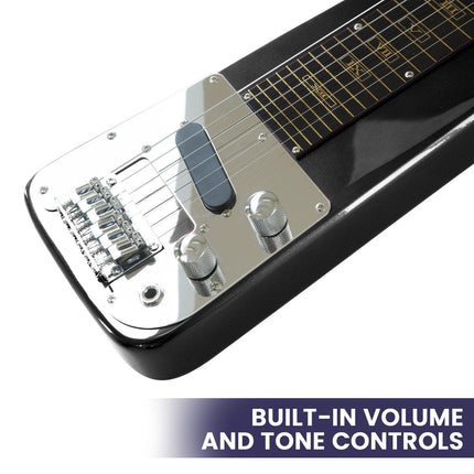 Karrera 29in 6-String Lap Steel Hawaiian Guitar - Black.