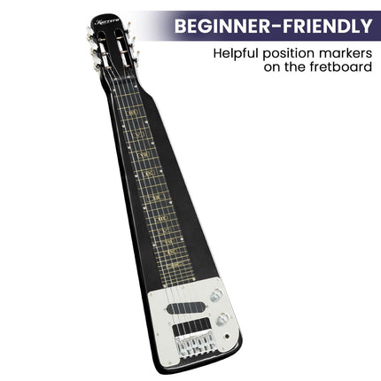 Karrera 29in 6-String Lap Steel Hawaiian Guitar - Black.
