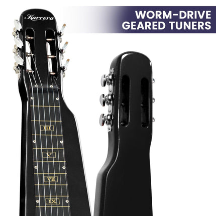 Karrera 29in 6-String Lap Steel Hawaiian Guitar - Black.