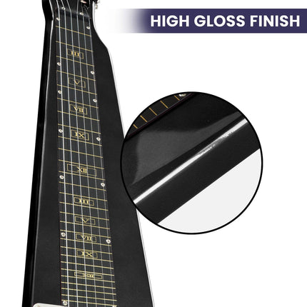 Karrera 29in 6-String Lap Steel Hawaiian Guitar - Black.