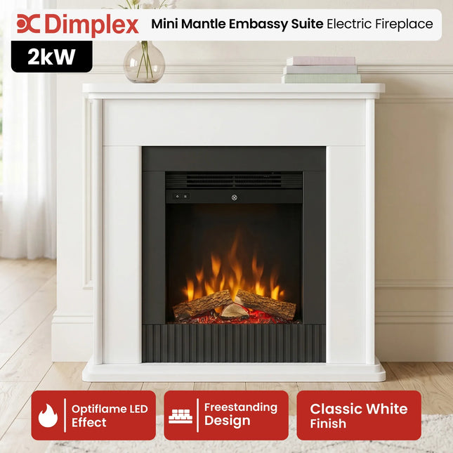 Dimplex 2kW Mini Mantle Embassy Suite Electric Fireplace with Optiflame.