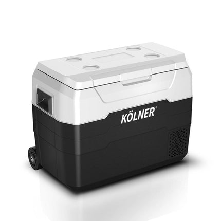 Kolner 40l Fridge Freezer Cooler 12/24/240v Camping Portable Esky Refrigerator With Trolley - Black.