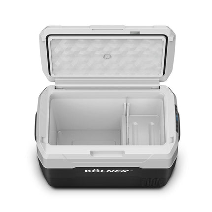 Kolner 40l Fridge Freezer Cooler 12/24/240v Camping Portable Esky Refrigerator With Trolley - Black.