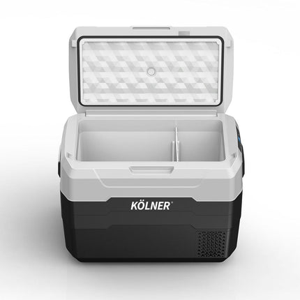 Kolner 40l Fridge Freezer Cooler 12/24/240v Camping Portable Esky Refrigerator With Trolley - Black.