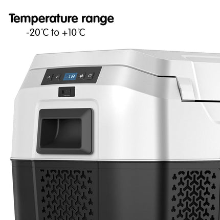 Kolner 40l Fridge Freezer Cooler 12/24/240v Camping Portable Esky Refrigerator With Trolley - Black.