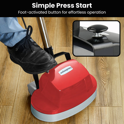 Klika Hauskeeper 5 in 1 Electric 240V Floor Polisher w/ 6M Power Cable Timber Hard Waxer Buffer Cleaner Red.