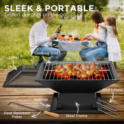 Wallaroo Portable Outdoor Fire Pit for BBQ, Grilling, Cooking, Camping.