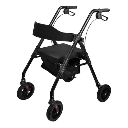 Orthonica Foldable Mobility Steel Rollator 136kg Max Capacity Black.