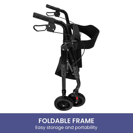 Orthonica Foldable Mobility Steel Rollator 136kg Max Capacity Black.