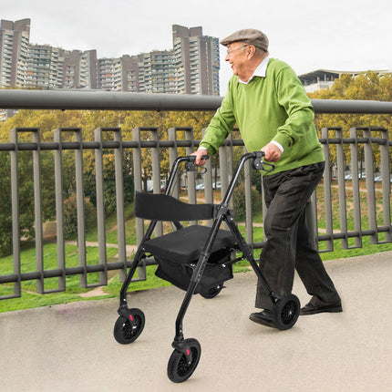 Orthonica Foldable Mobility Steel Rollator 136kg Max Capacity Black.