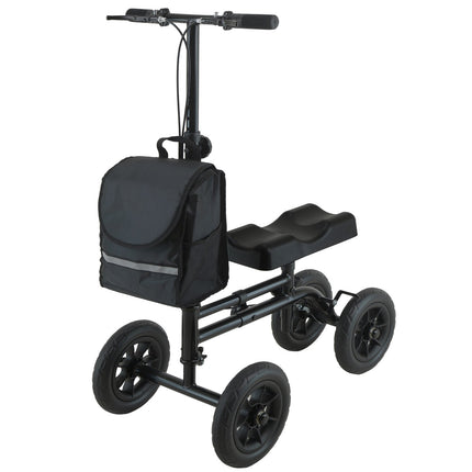 Orthonica Mobility Steel Knee Scooter Walker Steerable Ergonomic Foldable Scooter 10-inch Wheels Height Adjustable Steel Frame 136kg Weight Capacity.