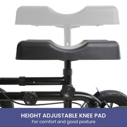 Orthonica Mobility Steel Knee Scooter Walker Steerable Ergonomic Foldable Scooter 10-inch Wheels Height Adjustable Steel Frame 136kg Weight Capacity.