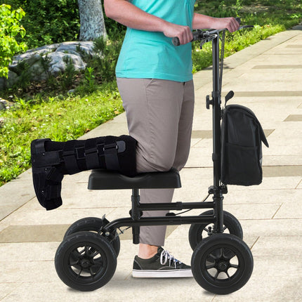 Orthonica Mobility Steel Knee Scooter Walker Steerable Ergonomic Foldable Scooter 10-inch Wheels Height Adjustable Steel Frame 136kg Weight Capacity.