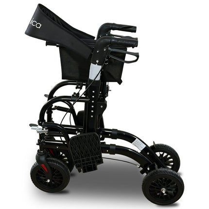 Orthonica Aluminium 2-in-1 Rollator Wheelchair with Foldable Frame – Black & Silver.