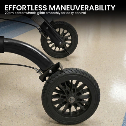 Orthonica Aluminium 2-in-1 Rollator Wheelchair with Foldable Frame – Black & Silver.