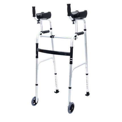 Orthonica Folding Rollator Walker Aluminium Adjustable Handles With Cane Box.