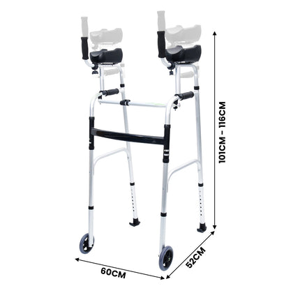 Orthonica Folding Rollator Walker Aluminium Adjustable Handles With Cane Box.