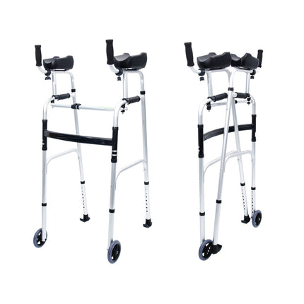 Orthonica Folding Rollator Walker Aluminium Adjustable Handles With Cane Box.