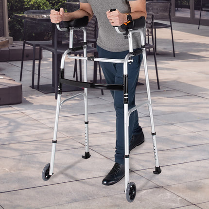 Orthonica Folding Rollator Walker Aluminium Adjustable Handles With Cane Box.
