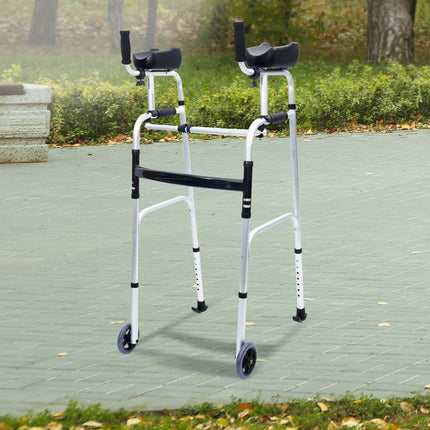 Orthonica Folding Rollator Walker Aluminium Adjustable Handles With Cane Box.