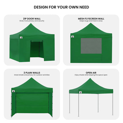 Wallaroo Gazebo Tent Marquee 3x3 Popup Outdoor - Green.