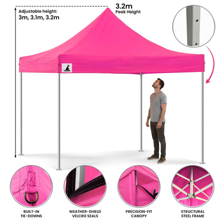 Wallaroo Gazebo Tent Marquee 3x3 PopUp Outdoor Pink.