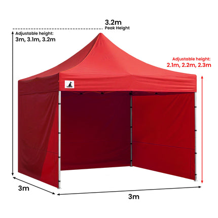 Wallaroo Gazebo Tent Marquee 3x3 PopUp Outdoor  Red.