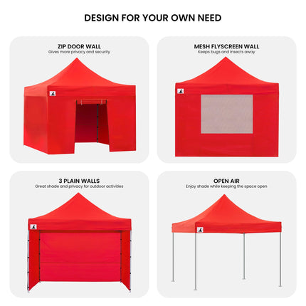 Wallaroo Gazebo Tent Marquee 3x3 PopUp Outdoor  Red.