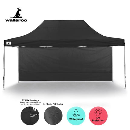 Wallaroo Gazebo Tent Marquee 3x4.5m PopUp Outdoor Black.