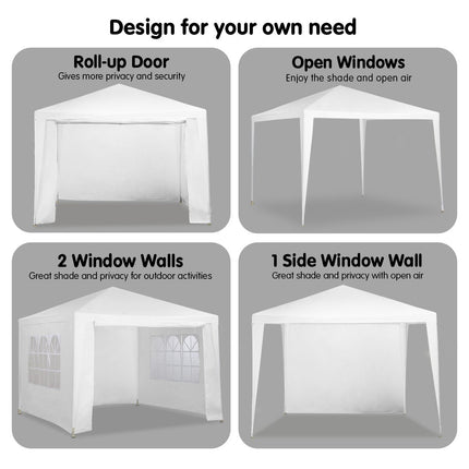 Wallaroo 3x3m Outdoor Party Wedding Event Gazebo Tent - White.