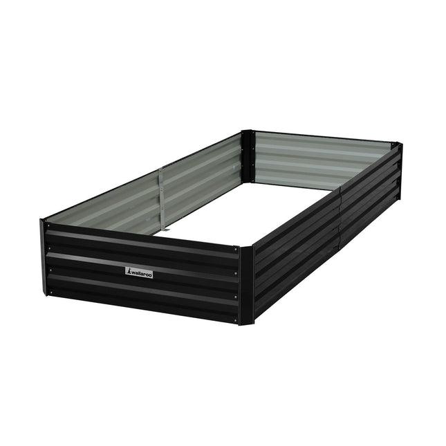 Wallaroo Garden Bed 210 x 90 x 30cm Galvanized Steel - Black.