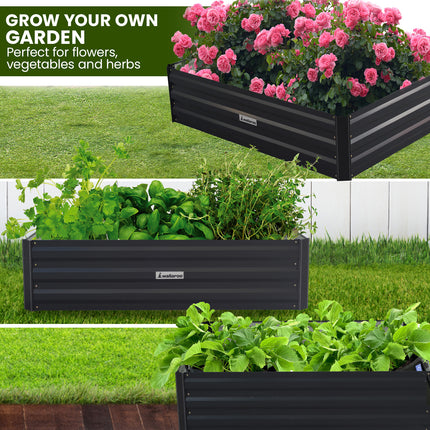 Wallaroo Garden Bed 210 x 90 x 30cm Galvanized Steel - Black.