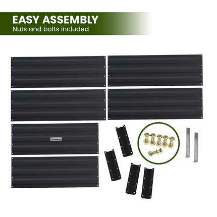 Wallaroo Garden Bed 210 x 90 x 30cm Galvanized Steel - Black.