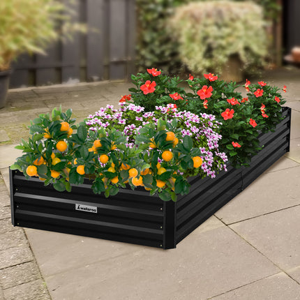 Wallaroo Garden Bed 210 x 90 x 30cm Galvanized Steel - Black.